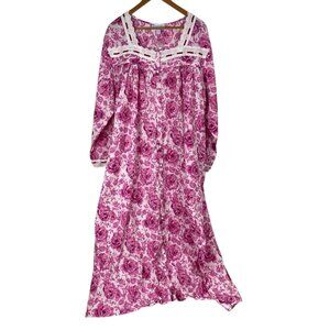 NWOT Only Necessities Women's Robe Button Down Pink Size 3X Cottage Core